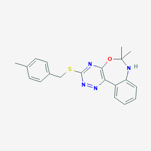 molecular formula C20H20N4OS B308157 6,6-Dimethyl-6,7-dihydro[1,2,4]triazino[5,6-d][3,1]benzoxazepin-3-yl 4-methylbenzyl sulfide 