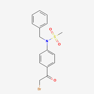 molecular formula C16H16BrNO3S B3081658 N-benzyl-N-(4-(2-bromoacetyl)phenyl)methanesulfonamide CAS No. 110698-62-9