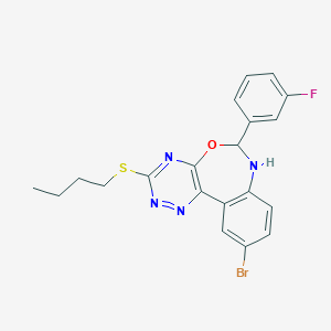 molecular formula C20H18BrFN4OS B308168 10-Bromo-3-(butylsulfanyl)-6-(3-fluorophenyl)-6,7-dihydro[1,2,4]triazino[5,6-d][3,1]benzoxazepine 