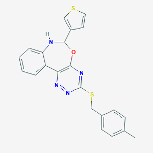 molecular formula C22H18N4OS2 B308171 3-[(4-Methylbenzyl)sulfanyl]-6-(3-thienyl)-6,7-dihydro[1,2,4]triazino[5,6-d][3,1]benzoxazepine 
