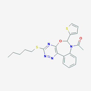 molecular formula C21H22N4O2S2 B308174 7-Acetyl-3-(pentylthio)-6-thien-2-yl-6,7-dihydro[1,2,4]triazino[5,6-d][3,1]benzoxazepine 
