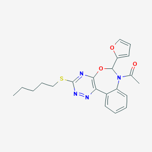 molecular formula C21H22N4O3S B308175 7-Acetyl-6-(2-furyl)-3-(pentylsulfanyl)-6,7-dihydro[1,2,4]triazino[5,6-d][3,1]benzoxazepine 