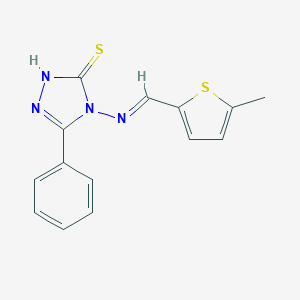 molecular formula C14H12N4S2 B308177 4-{[(E)-(5-methylthiophen-2-yl)methylidene]amino}-5-phenyl-4H-1,2,4-triazole-3-thiol 