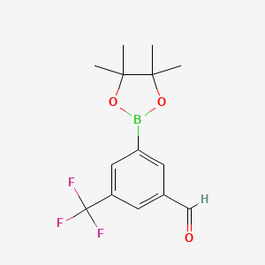 molecular formula C14H16BF3O3 B3081837 3-(4,4,5,5-Tetramethyl-1,3,2-dioxaborolan-2-yl)-5-(trifluoromethyl)benzaldehyde CAS No. 1112209-44-5