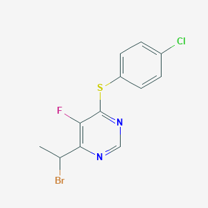 molecular formula C12H9BrClFN2S B3081850 4-(1-溴乙基)-6-[(4-氯苯基)硫代]-5-氟嘧啶 CAS No. 1112937-26-4