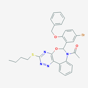 molecular formula C29H27BrN4O3S B308189 1-{6-[2-(benzyloxy)-5-bromophenyl]-3-(butylsulfanyl)[1,2,4]triazino[5,6-d][3,1]benzoxazepin-7(6H)-yl}ethanone 