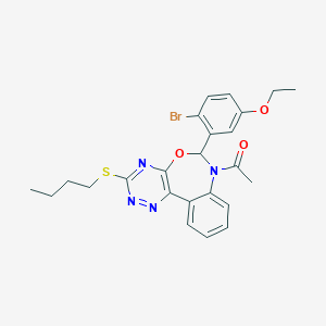 molecular formula C24H25BrN4O3S B308190 1-[6-(2-bromo-5-ethoxyphenyl)-3-(butylsulfanyl)[1,2,4]triazino[5,6-d][3,1]benzoxazepin-7(6H)-yl]ethanone 