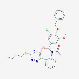 molecular formula C31H31ClN4O4S B308192 7-Acetyl-6-[4-(benzyloxy)-3-chloro-5-ethoxyphenyl]-3-(butylsulfanyl)-6,7-dihydro[1,2,4]triazino[5,6-d][3,1]benzoxazepine 