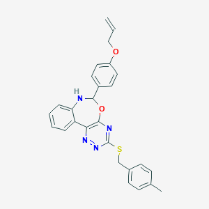 molecular formula C27H24N4O2S B308193 6-[4-(Allyloxy)phenyl]-3-[(4-methylbenzyl)sulfanyl]-6,7-dihydro[1,2,4]triazino[5,6-d][3,1]benzoxazepine 