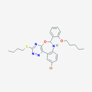 molecular formula C25H29BrN4O2S B308194 2-[10-Bromo-3-(butylsulfanyl)-6,7-dihydro[1,2,4]triazino[5,6-d][3,1]benzoxazepin-6-yl]phenyl pentyl ether 