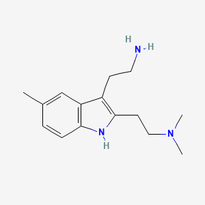 molecular formula C15H23N3 B3082049 N-{2-[3-(2-氨基乙基)-5-甲基-1H-吲哚-2-基]-乙基}-N,N-二甲胺 CAS No. 1119450-12-2