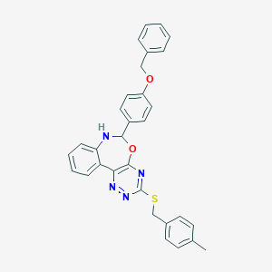 molecular formula C31H26N4O2S B308207 6-[4-(Benzyloxy)phenyl]-3-[(4-methylbenzyl)sulfanyl]-6,7-dihydro[1,2,4]triazino[5,6-d][3,1]benzoxazepine 
