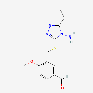 3-{[(4-Amino-5-ethyl-4H-1,2,4-triazol-3-yl)thio]-methyl}-4-methoxybenzaldehyde