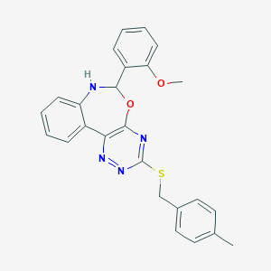 molecular formula C25H22N4O2S B308209 6-(2-Methoxyphenyl)-3-[(4-methylbenzyl)sulfanyl]-6,7-dihydro[1,2,4]triazino[5,6-d][3,1]benzoxazepine 