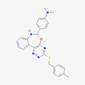 N,N-dimethyl-4-{3-[(4-methylbenzyl)sulfanyl]-6,7-dihydro[1,2,4]triazino[5,6-d][3,1]benzoxazepin-6-yl}aniline