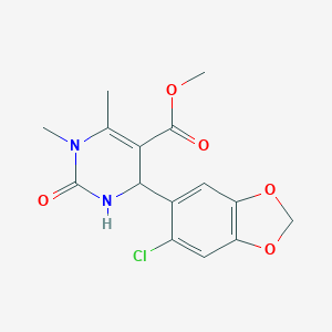 molecular formula C15H15ClN2O5 B308215 Methyl 4-(6-chloro-1,3-benzodioxol-5-yl)-1,6-dimethyl-2-oxo-1,2,3,4-tetrahydro-5-pyrimidinecarboxylate 
