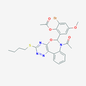 2-[7-Acetyl-3-(butylsulfanyl)-6,7-dihydro[1,2,4]triazino[5,6-d][3,1]benzoxazepin-6-yl]-6-bromo-4-methoxyphenyl acetate