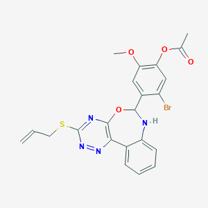 molecular formula C22H19BrN4O4S B308217 4-[3-(Allylsulfanyl)-6,7-dihydro[1,2,4]triazino[5,6-d][3,1]benzoxazepin-6-yl]-5-bromo-2-methoxyphenyl acetate 