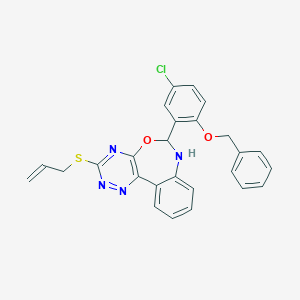 molecular formula C26H21ClN4O2S B308219 3-(Allylsulfanyl)-6-[2-(benzyloxy)-5-chlorophenyl]-6,7-dihydro[1,2,4]triazino[5,6-d][3,1]benzoxazepine 