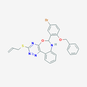 molecular formula C26H21BrN4O2S B308220 3-(Allylsulfanyl)-6-[2-(benzyloxy)-5-bromophenyl]-6,7-dihydro[1,2,4]triazino[5,6-d][3,1]benzoxazepine 