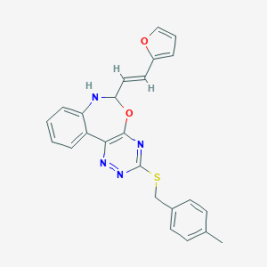 molecular formula C24H20N4O2S B308226 6-[2-(2-Furyl)vinyl]-6,7-dihydro[1,2,4]triazino[5,6-d][3,1]benzoxazepin-3-yl 4-methylbenzyl sulfide 