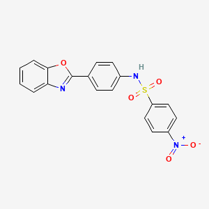 molecular formula C19H13N3O5S B3082271 N-[4-(1,3-苯并恶唑-2-基)苯基]-4-硝基苯磺酰胺 CAS No. 1120355-28-3