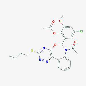 2-[7-Acetyl-3-(butylsulfanyl)-6,7-dihydro[1,2,4]triazino[5,6-d][3,1]benzoxazepin-6-yl]-4-chloro-6-methoxyphenyl acetate
