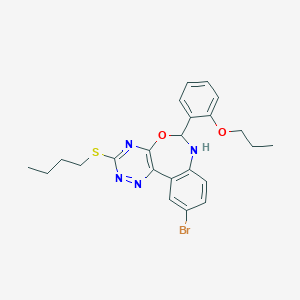 molecular formula C23H25BrN4O2S B308234 2-[10-Bromo-3-(butylsulfanyl)-6,7-dihydro[1,2,4]triazino[5,6-d][3,1]benzoxazepin-6-yl]phenyl propyl ether 