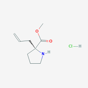 molecular formula C9H16ClNO2 B3082377 甲基 (2R)-2-烯丙基吡咯烷-2-羧酸酯；盐酸盐 CAS No. 112348-46-6