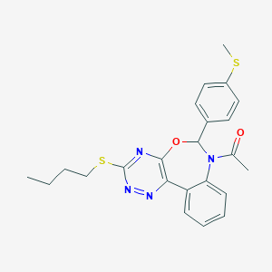molecular formula C23H24N4O2S2 B308238 1-[3-(butylsulfanyl)-6-[4-(methylsulfanyl)phenyl][1,2,4]triazino[5,6-d][3,1]benzoxazepin-7(6H)-yl]ethanone 