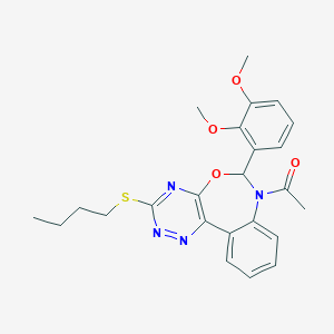molecular formula C24H26N4O4S B308239 7-Acetyl-3-(butylsulfanyl)-6-(2,3-dimethoxyphenyl)-6,7-dihydro[1,2,4]triazino[5,6-d][3,1]benzoxazepine 