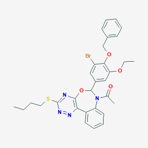 molecular formula C31H31BrN4O4S B308243 1-{6-[4-(benzyloxy)-3-bromo-5-ethoxyphenyl]-3-(butylsulfanyl)[1,2,4]triazino[5,6-d][3,1]benzoxazepin-7(6H)-yl}ethanone 