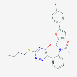 1-[3-(butylsulfanyl)-6-[5-(4-fluorophenyl)furan-2-yl][1,2,4]triazino[5,6-d][3,1]benzoxazepin-7(6H)-yl]ethanone