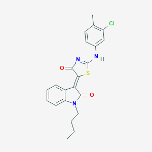 molecular formula C22H20ClN3O2S B308247 (5Z)-5-(1-butyl-2-oxoindol-3-ylidene)-2-(3-chloro-4-methylanilino)-1,3-thiazol-4-one 