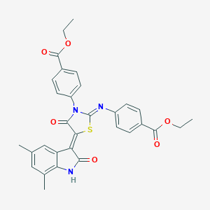 ethyl 4-[[(5Z)-5-(5,7-dimethyl-2-oxo-1H-indol-3-ylidene)-3-(4-ethoxycarbonylphenyl)-4-oxo-1,3-thiazolidin-2-ylidene]amino]benzoate
