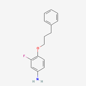 molecular formula C15H16FNO B3082516 3-Fluoro-4-(3-phenylpropoxy)aniline CAS No. 112773-06-5