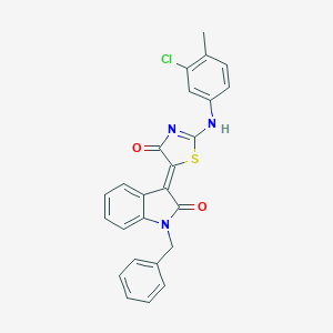 molecular formula C25H18ClN3O2S B308253 (5Z)-5-(1-benzyl-2-oxoindol-3-ylidene)-2-(3-chloro-4-methylanilino)-1,3-thiazol-4-one 