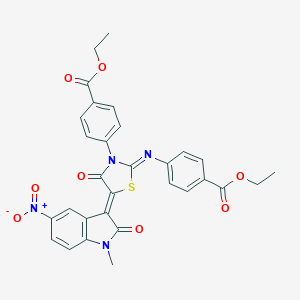 molecular formula C30H24N4O8S B308255 ethyl 4-(2-{[4-(ethoxycarbonyl)phenyl]imino}-5-{5-nitro-1-methyl-2-oxo-1,2-dihydro-3H-indol-3-ylidene}-4-oxo-1,3-thiazolidin-3-yl)benzoate 