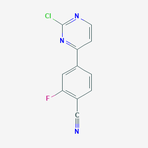 molecular formula C11H5ClFN3 B3082565 4-(2-Chloropyrimidin-4-yl)-2-fluorobenzonitrile CAS No. 1129540-59-5