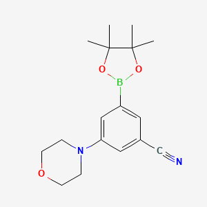 molecular formula C17H23BN2O3 B3082568 3-Morpholino-5-(4,4,5,5-tetramethyl-1,3,2-dioxaborolan-2-yl)benzonitrile CAS No. 1129541-04-3