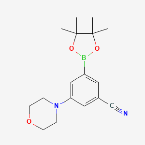 molecular formula C17H23BN2O3 B3082568 3-吗啉-5-(4,4,5,5-四甲基-1,3,2-二氧杂硼环-2-基)苯甲腈 CAS No. 1129541-04-3