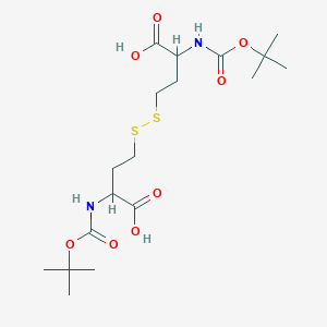 molecular formula C18H32N2O8S2 B3082627 4-[[3-Carboxy-3-[(2-methylpropan-2-yl)oxycarbonylamino]propyl]disulfanyl]-2-[(2-methylpropan-2-yl)oxycarbonylamino]butanoic acid CAS No. 113132-85-7