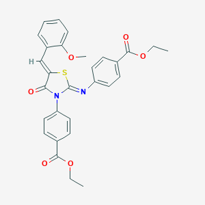 molecular formula C29H26N2O6S B308271 Ethyl 4-[2-{[4-(ethoxycarbonyl)phenyl]imino}-5-(2-methoxybenzylidene)-4-oxo-1,3-thiazolidin-3-yl]benzoate 