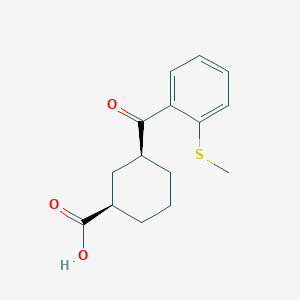 molecular formula C15H18O3S B3082710 cis-3-(2-Thiomethylbenzoyl)cyclohexane-1-carboxylic acid CAS No. 1134295-57-0