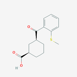 molecular formula C15H18O3S B3082710 顺式-3-(2-硫代甲基苯甲酰)环己烷-1-羧酸 CAS No. 1134295-57-0