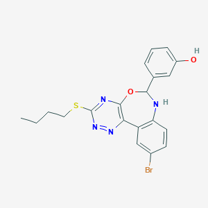 molecular formula C20H19BrN4O2S B308272 3-[10-Bromo-3-(butylsulfanyl)-6,7-dihydro[1,2,4]triazino[5,6-d][3,1]benzoxazepin-6-yl]phenol 