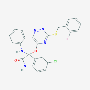 molecular formula C24H15ClFN5O2S B308274 5-chloro-3'-[(2-fluorobenzyl)thio]-7'H-spiro[indole-3,6'-[1,2,4]triazino[5,6-d][3,1]benzoxazepin]-2(1H)-one 