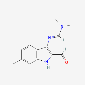 molecular formula C13H15N3O B3082740 N'-(2-甲酰-6-甲基-1H-吲哚-3-基)-N,N-二甲基甲酰胺 CAS No. 1134334-54-5