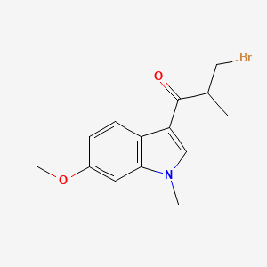 molecular formula C14H16BrNO2 B3082777 3-bromo-1-(6-methoxy-1-methyl-1H-indol-3-yl)-2-methylpropan-1-one CAS No. 1134334-74-9