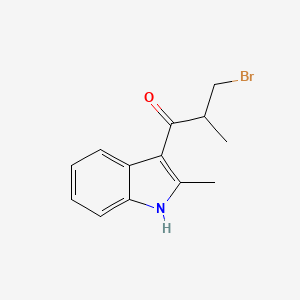 molecular formula C13H14BrNO B3082781 3-Bromo-2-methyl-1-(2-methyl-1H-indol-3-YL)-propan-1-one CAS No. 1134334-75-0